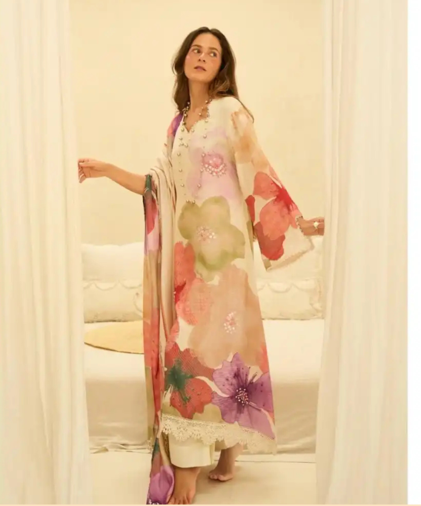 Mustard white Pure Muslin